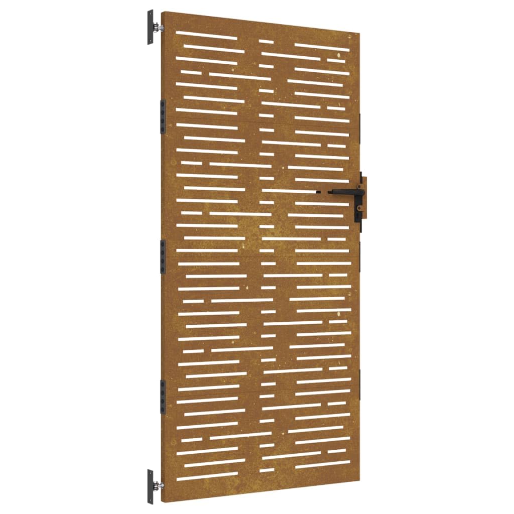 Festnight Puerta de Jardín Exterior 85 x 175 cm, Puerta de Jardín de Acero Corten, Puerta Exterior, diseño Cuadrado