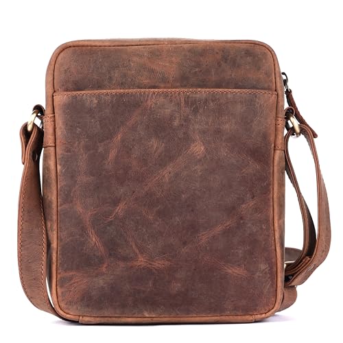 Image of Premium Genuine Leather Messenger Sling Bag for Men & Women - Multipurpose Crossbody Bag with Adjustable Strap & Multiple Pockets for Travel, Office, Work, College & Daily Use