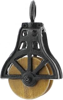 Market Cast Iron and Wood Pulley - Antique Black