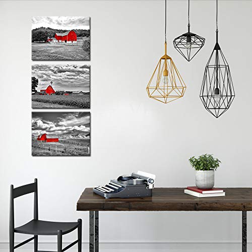 iKNOW-FOTO-3-Pieces-Canvas-Wall-Art-for-Bedroom-Bathroom-Black-and-White-Country-Rustic-Farm-Red-Cabin-Canvas-Prints-Decor-Red-Barn-Field-Art-Farm-Picture-Artwork-for-Home-Walls iKNOW FOTO 3 Pieces Canvas Wall Art for Bedroom Bathroom Black and White Country Rustic Farm Red Cabin Canvas Prints Decor Red Barn Field Art Farm Picture Artwork for Home Walls