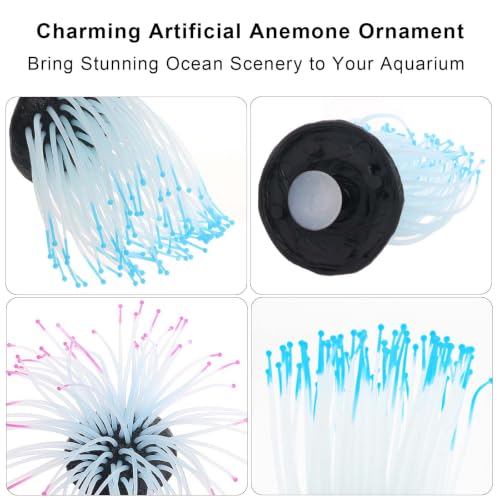 Image of 2PCS Artificial Silicone Anemone Coral Plant Glowing Fish Tank Decor | Artificial Soft Glow Aquarium Decorations,Silicone Simulation Sea Anemone Coral Ornament for Fish Tank Decor