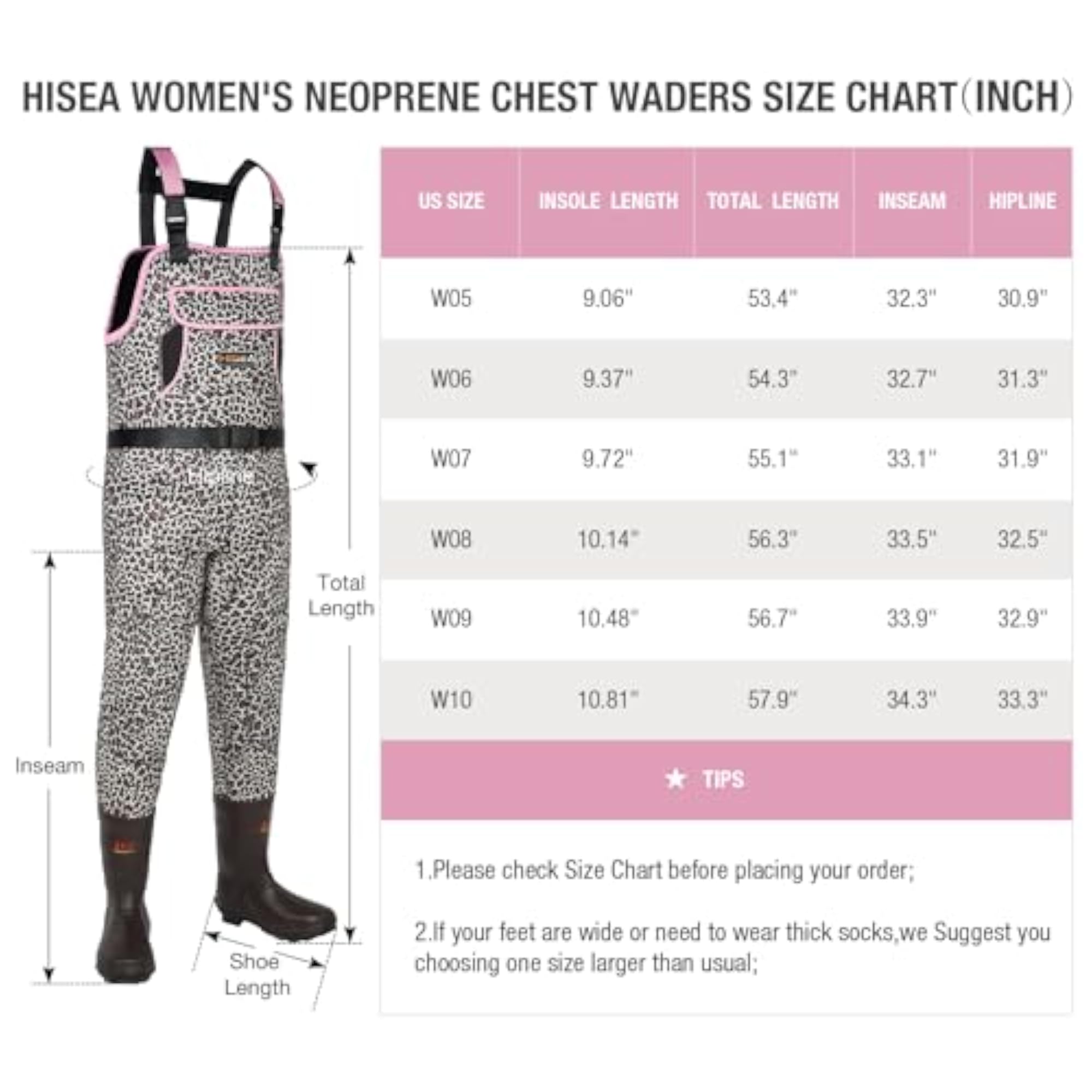 Women's Chest Waders, 4.5mm Neoprene Leopard Hunting Wader