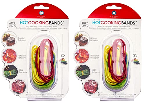 Silicone Cooking Bands 2-Inch, Package 25, Assorted Colors Set Of 2