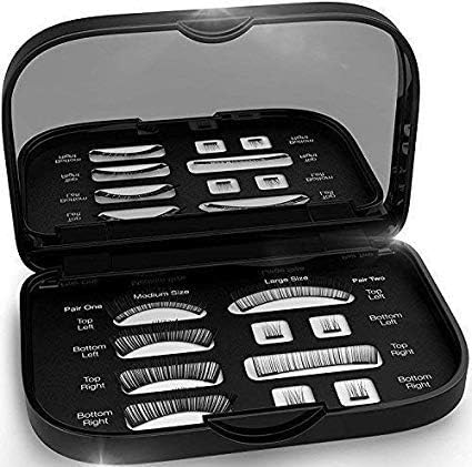 Magnetic False Eyelashes [FREE MIRROR] Full Eye Kit - Natural Length Magnet Lashes - Dual Magnets - Fake Lashes Set - [Medium/Large] (Black)
