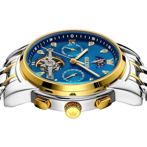 Image of OLEVS Automatic Watches for Men 43MM Skeleton Large Dial 3Hand Self Winding Watch Stainless Steel Dress Luxury Mechanical Waterproof Luminous Wirst Watch Gift