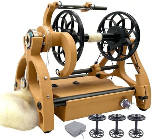 Smart Yarn Spinner Machine - Electric Wheel with Foot Switch, 120g Capacity, 3 Spools, Adjustable Speed, Forward/Reverse Function, Ideal for Carding & Spinning Yarn
