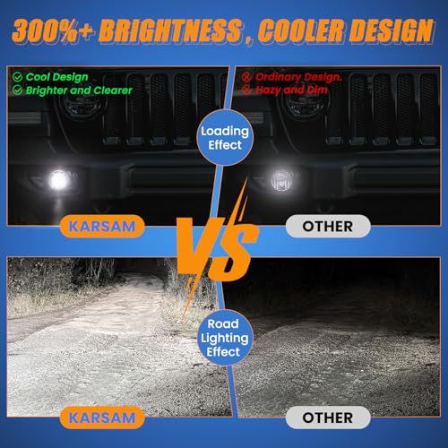 Image of 4 Inch Round LED Fog Lights for 2018-2025 Jeep Wrangler JL JLU & Jeep Gladiator JT, 60W White Amber Fog Lamps with 2 Pair Mounting Brackets, Front Bumper Off-road Fog Light for Jeep Accessories