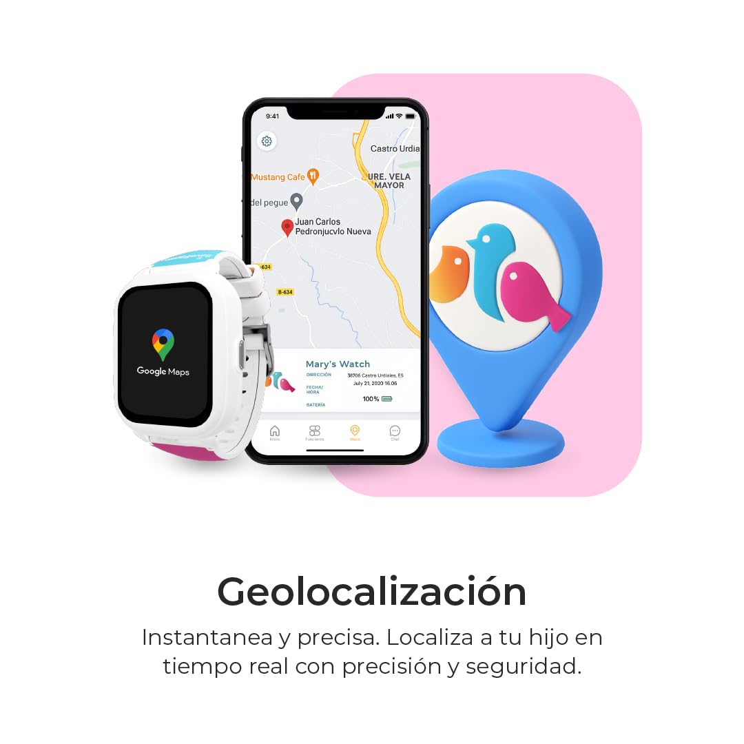 SaveFamily Iconic Plus 2 | Reloj Inteligente Niño con Localizador GPS, Llamada, Vídeo, IA, Botón SOS, Whatsapp, Spotify, Medidor de Temperatura | SIM Incluida - Modelo Gamer