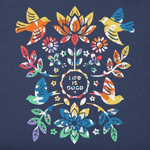 Life is Good Women's Crusher Tee, Short Sleeve Cotton Graphic T-Shirts, Folk Art Garden Tie Dye2