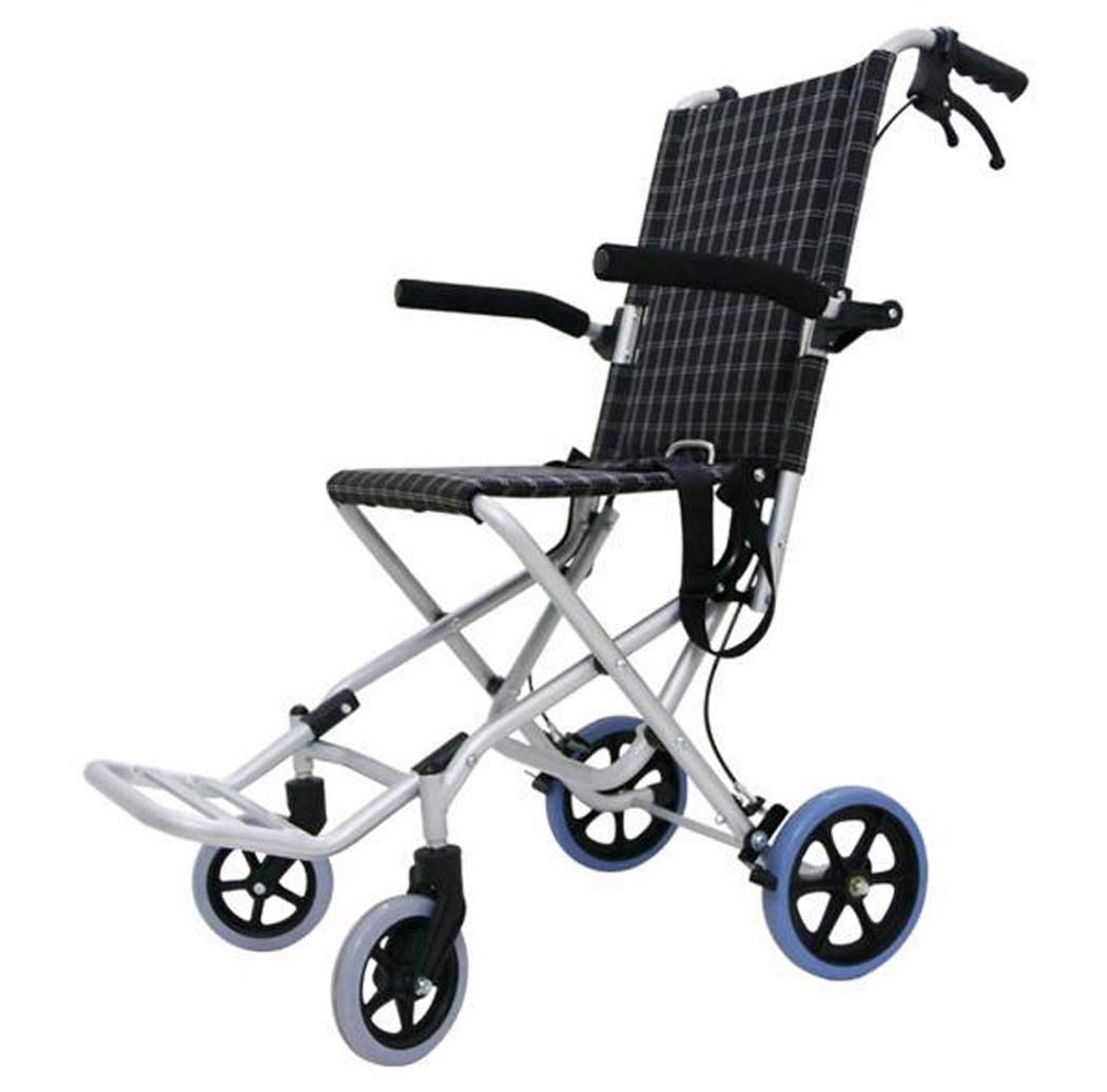 G.Z Silla De Ruedas Plegable con Reposapiés, Ultra Silla De Ruedas De Aluminio Ligero De Transporte con Frenos De Mano, para Adultos, 8 Pulgadas Ruedas,A
