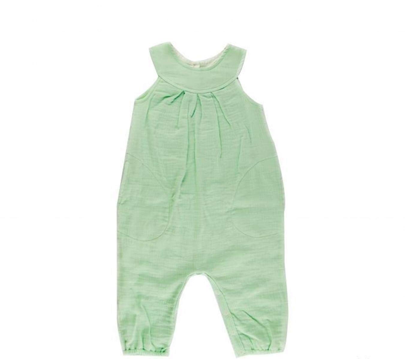 Popolini JOHANNA - Pijama de cuello redondo con elástico en la pierna (botones de presión en la entrepierna), color verde claro