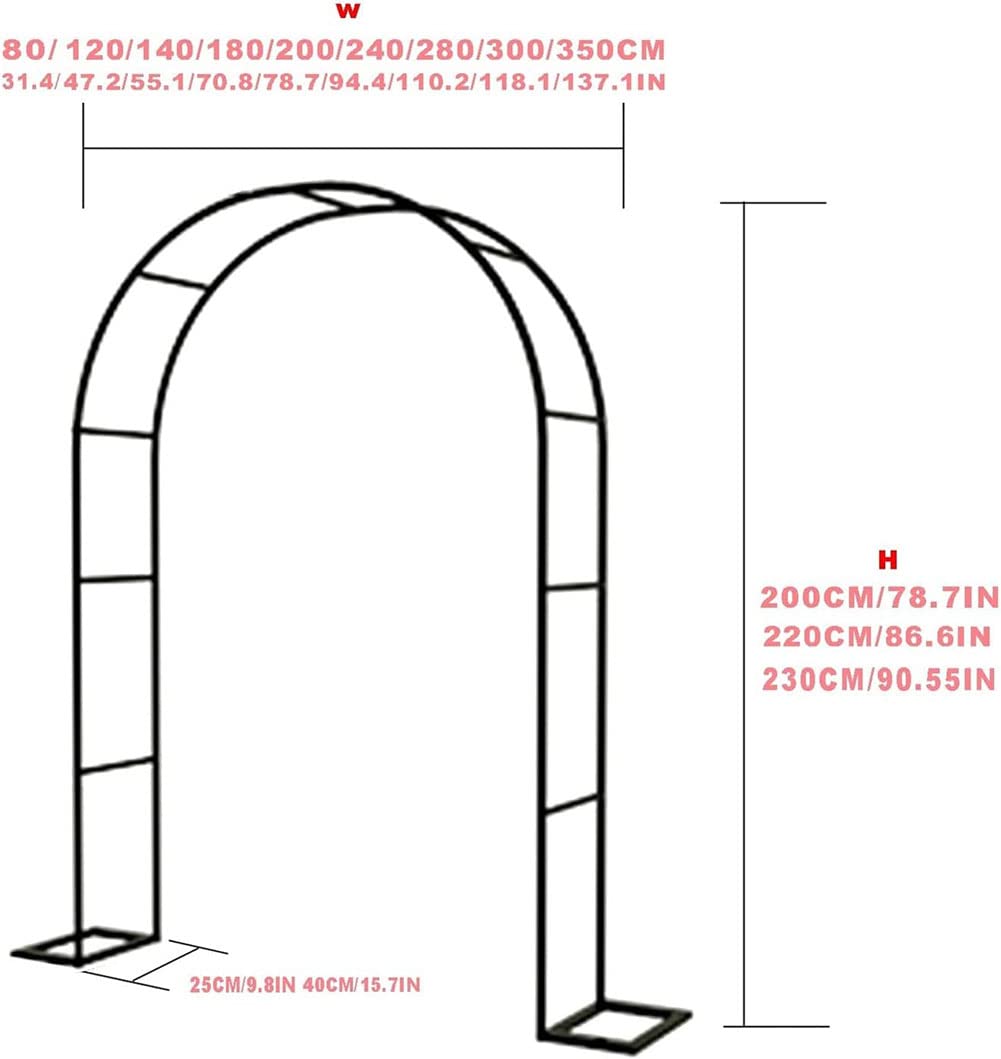Bardzo szeroki łuk ogrodowy 300/350 cm – trwała altana do róż pnących i roślin elegancka czarna/zielona/biała wykończenie, idealna na wesela i dekoracje ogrodowe, szer. 2,4 m x wys. 2,2 m