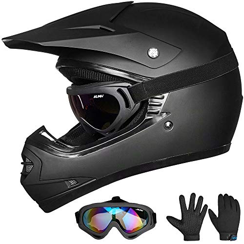 Auboa Youth ATV Helmet, Motocross Dirt Bike Youth Kids Motorcycle Helmet BMX Downhill Off-Road MTB Helmet DOT(Matte Black,Youth-XL)
