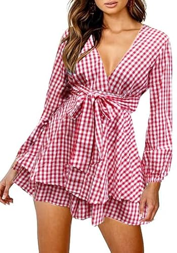 Relipop floral print romper with V-neck and layered hem