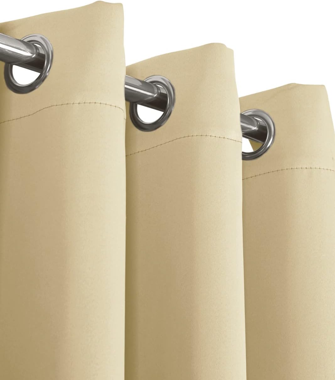 Royal Bedding Ava Beige Curtains, Top Grommet Blackout, Triple Weave Blackout Window Curtain Panels, Pair/Set of 2 Panels with Tie Backs, 54Wx84L inches Each