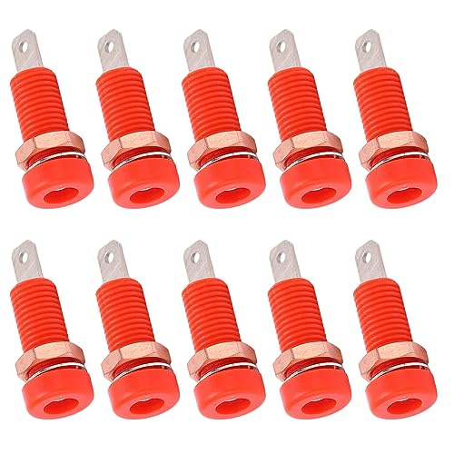 Conectores banana hembra 4mm rojos, pack 10 unidades miniatura 6