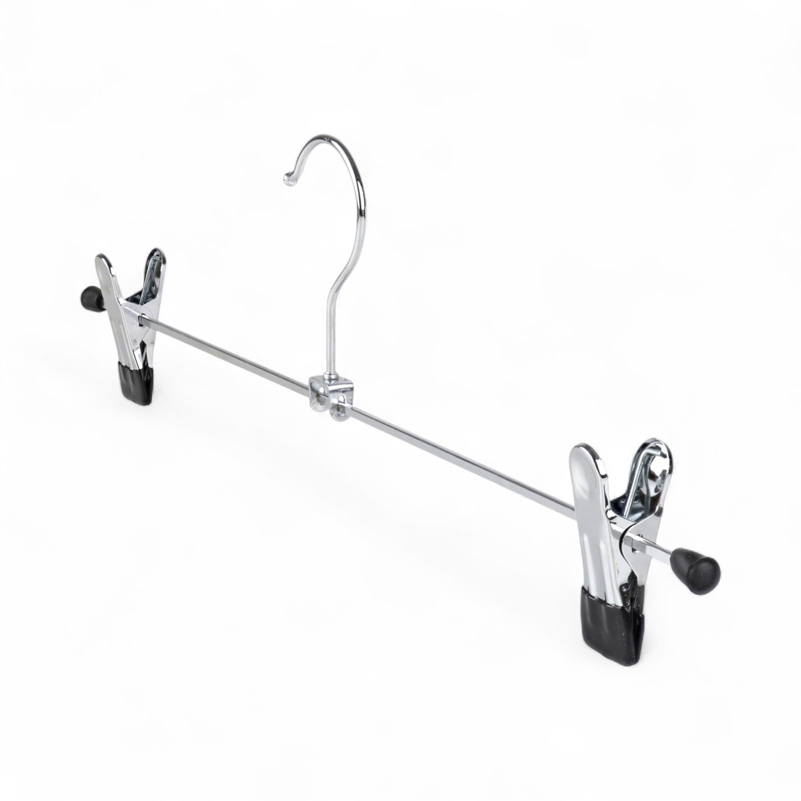 20x Metal Trouser & Skirt Clip Hanger – 40cm Chrome Clothes Hanger with Adjustable Rubber-Dipped Clips – Anti-Rust, Swivel Hook – For Pants, Sheets, Scarves, Rugs, Towels, Kids & Adult Sizes