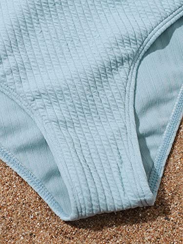 SHENHE Girl's 2 Piece High Waisted Bikini Sets Criss Cross Spaghetti Strap Swimsuit Bathing Suit4