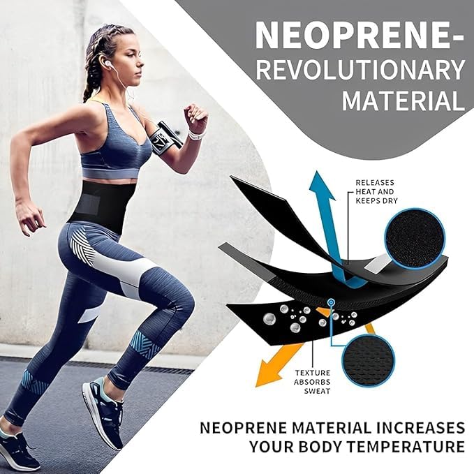 Image of Sweat Belt for Men & Women | Made of Neoprene Waist Belt for Fat Burner | Waist Belt for Tummy Exercise | Sweat Belt for Fat Loss, Posture Support & Core Workout (Free Size)