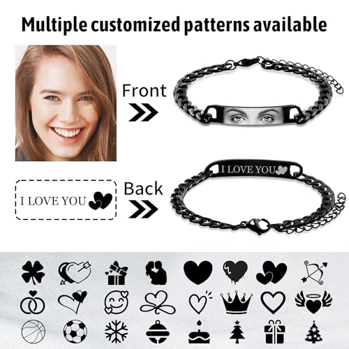 Easycosy Custom Bracelet for Men - Unique Personalized Couple Matching Bracelets Engraved Lover's Eye Gifts for Valentine's, Anniversary, Birthday3