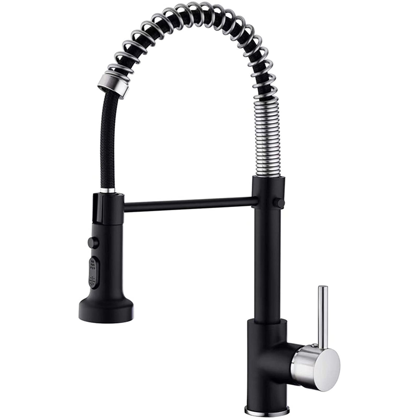 ZYCHSJXA Kitchen Bath Taps Faucet with Pull Down Sprayer, 304 Stainless Steel Spring Sink Faucet, High Arc Swivel Single Handle Hot and Clod Water Mixer,Black