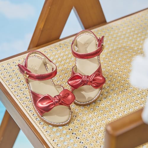 Image of THEE BRON Toddler Girls Sandals Wedding Flower Girl Dress Shoes Open Toe Flats