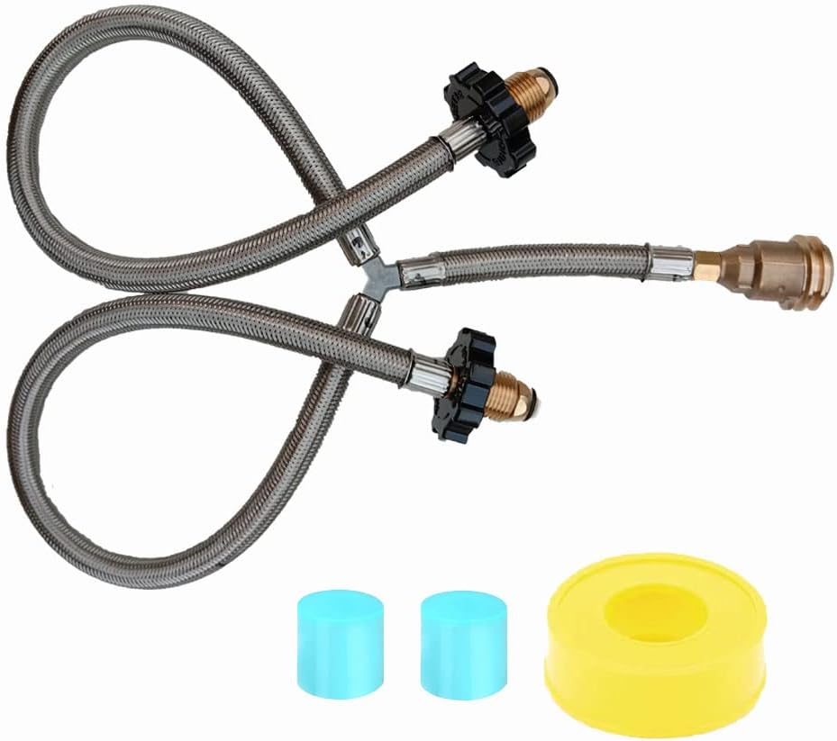 Stainless Braided Propane YSplitter Dual Propane Tank Connection Hose
