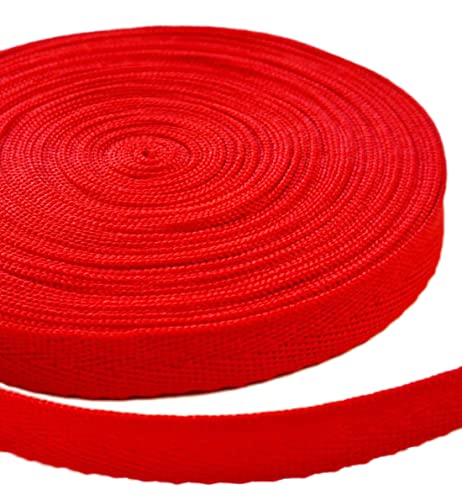 Cinta de sarga de algodón de Navidad de 3/8 pulgadas x 10 yardas, patrón de espiga de tela suave, cinta al bies para costura, encuadernación, envoltura de regalos, suministros de costura de tela (rojo