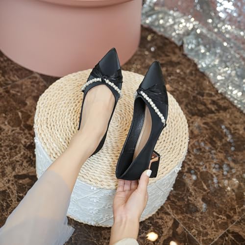 HROYL Women Low Block Heel Dress Shoes Work Office Comfort Pointed Toe Pumps with Crystal4