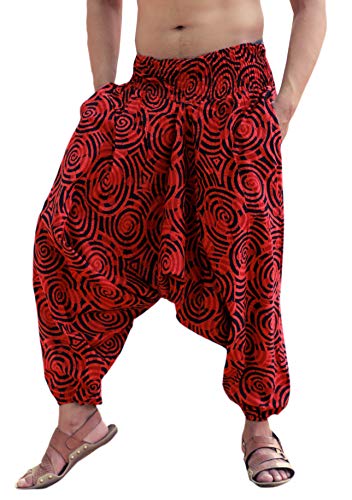 Sarjana Handicrafts Men Women Cotton Harem Pants Pockets Yoga Trousers Hippie (Red)