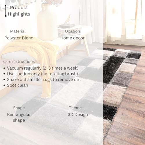 Image of 2x8 feet Soft Runner Rug for Living Room and Bedroom, Modern Indoor Floor Carpet with Non-Slip Backing, Comfortable Decorative Home Decor Rug, Easy Clean & Durable- (3D Silver B, Rectangular)