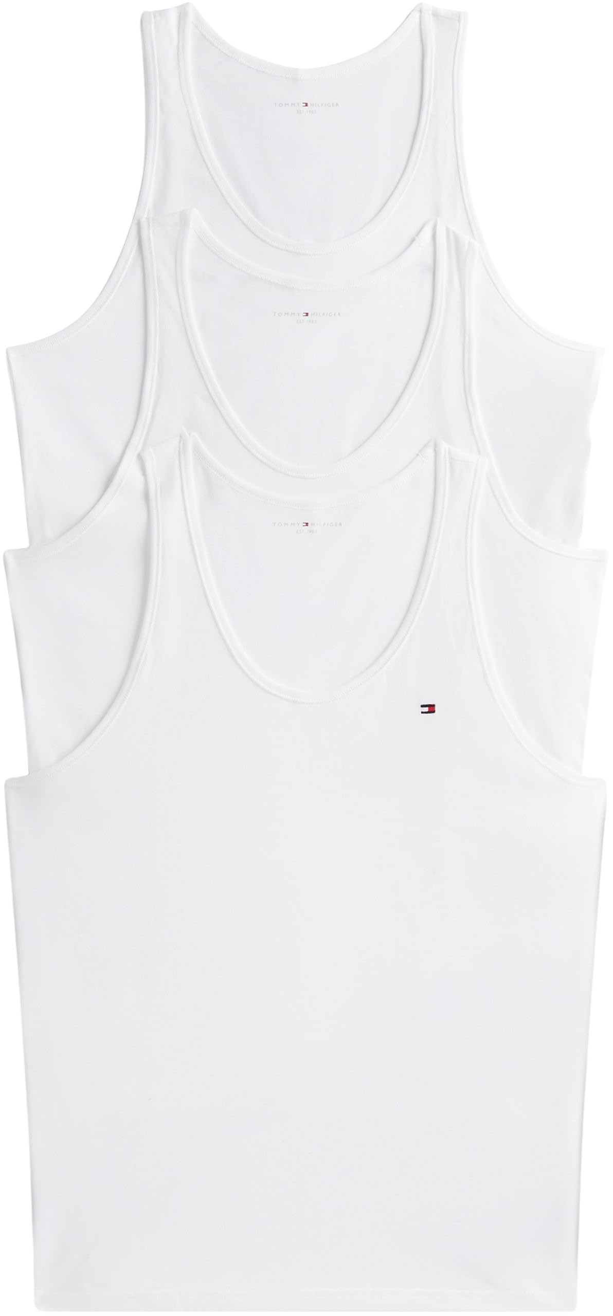 Tommy Hilfiger Męskie podkoszulki z okrągłym dekoltem, 3-pak, Biały (biały/biały/biały), L