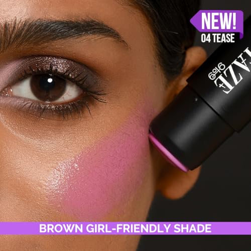 Image of Staze 9to9 Cheek Me Out Multipurpose Blush Stick Tint | On The Go Lip + Cheek + Eye Makeup | Highly Pigmented + Blendable | 12Hrs Long Stay | Natural, Creamy Finish | Travel-Friendly | 01 Peck | 6g