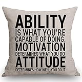 SSOIU Ability is What You're Capable of Doing Motivation Attitude Cotton Linen Square Throw Waist Pillow Case Decorative Cushion Cover Pillowcase Sofa 18'x 18'