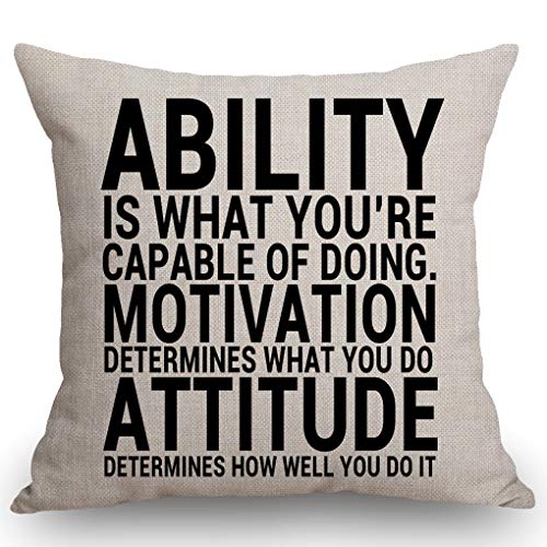 SSOIU Ability is What You're Capable of Doing Motivation Attitude Cotton Linen Square Throw Waist Pillow Case Decorative Cushion Cover Pillowcase Sofa 18"x 18"