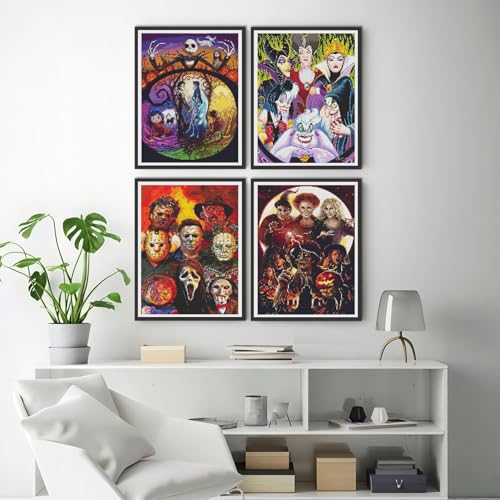 Image of JAKI 4 Pack Diamond Art for Adults-Cartoon Diamond Painting Kits for Adults Beginners,DIY 5D Full Drill Art Perfect for Gift Home Wall Decor(12x16inch)