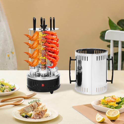 Dönergrill Gyros Grill Kebab Grill Dönergrill Für Zuhause Vertikaler Elektrogrill Elektrisches Grillen 1000W 6 Gabel Elektrischer Drehofen,Geeignet Für Familien, Grills, Restaurants – Bild 3