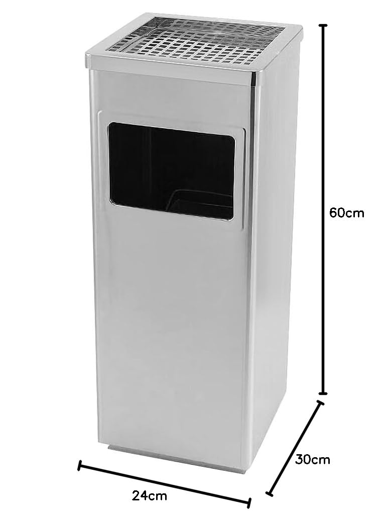 HUOLE Poubelle à Cendrier d'Hôtel Poubelle de Recyclage Ordure Déchet Extérieur Ecole Unité Bureau Restaurant Hôpital-Argent (2 PC) 30 * 24 * 60cm-48L