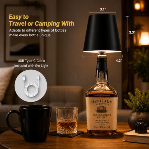 Image of ANKRI Black Bottle Lamp & Ceramic Coffee Mug Combo | Rechargeable LED Table Lamp | USB Type-C Light | Gift for Women | Birthday Present | Diwali Hamper | Festival Gifting Set(Black Mug with Lamp)