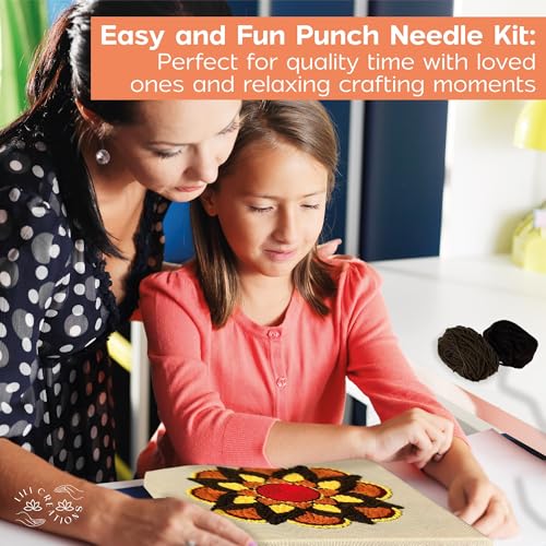 Image of Lili Creations Complete Punch Needle Kit for Beginners & Adults - DIY Embroidery Punch Stitching Kit with Yarn, Canvas, and Tools - Perfect for Relaxation, Home Decor, Art, & Holiday Crafts