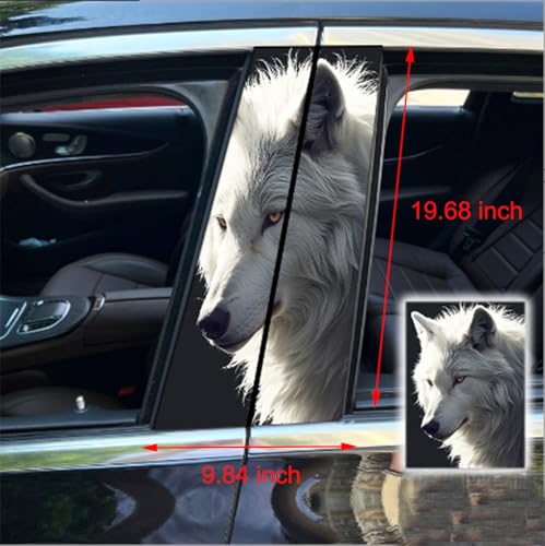 Image of 2pcs /1set Car B Pillar Sticker Decal Upgraded Vinyl Car Decals Body Side Stickers,Wolf Graphics Scratch Cover Large Sticker for Car Auto Van SUVs Trucks 19.6'' (White Side 1)