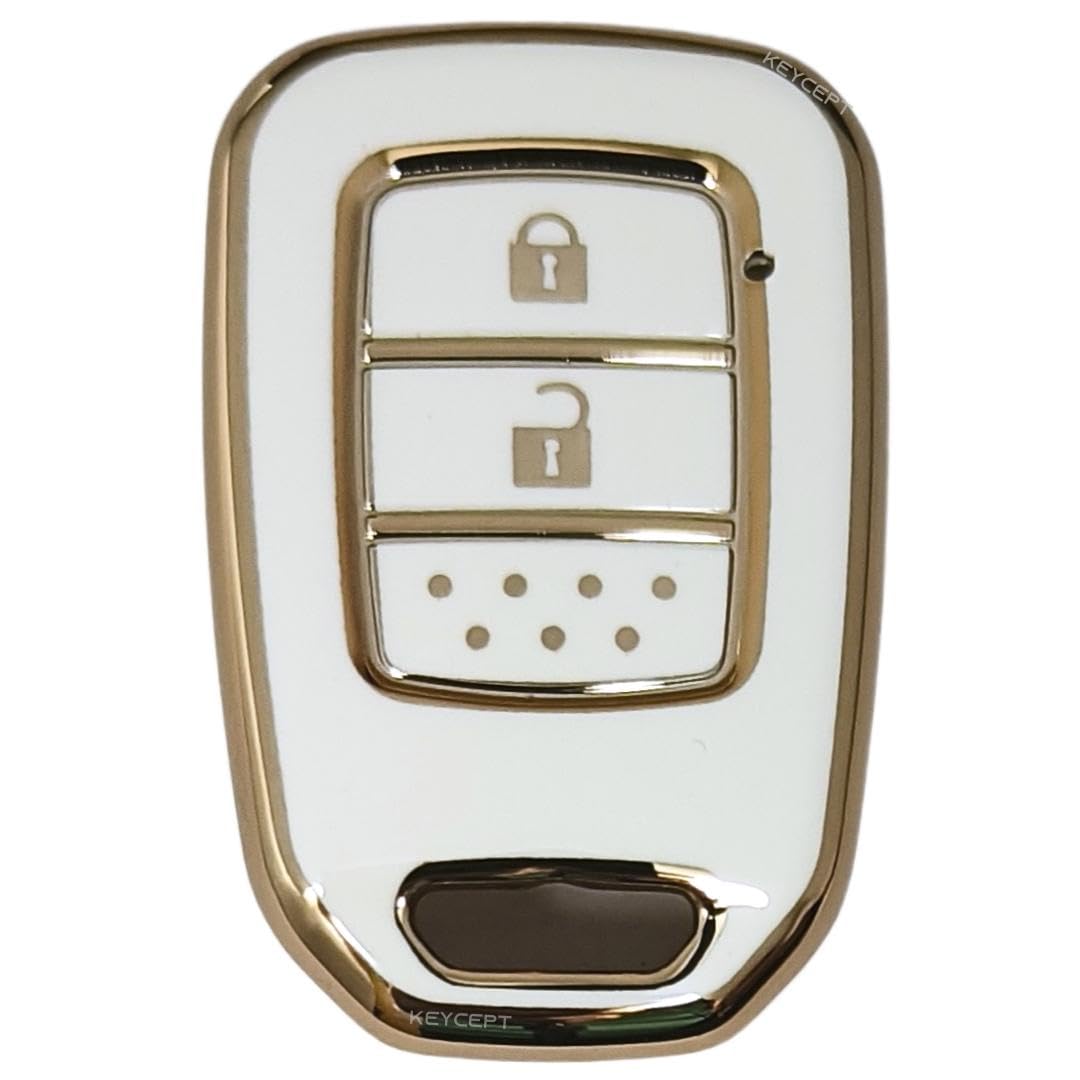 KeyceptTPU Key Cover Compatible for HND City, Jazz, Amaze 2 Button Remote Key (White with K1)