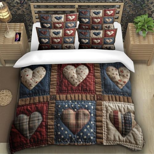 Housse de couette imprimé 3D motif cœur super douce