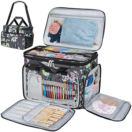 Catálogo para Comprar On-line Accesorios para punto y ganchillo los preferidos por los clientes. 36 PAVILIA Bolsa de tejer para almacenamiento de hilo, bolsa organizadora grande de ganchillo, soporte de almacenamiento de hilo para tejer tejer, bolsa de proyectos de punto, juego...