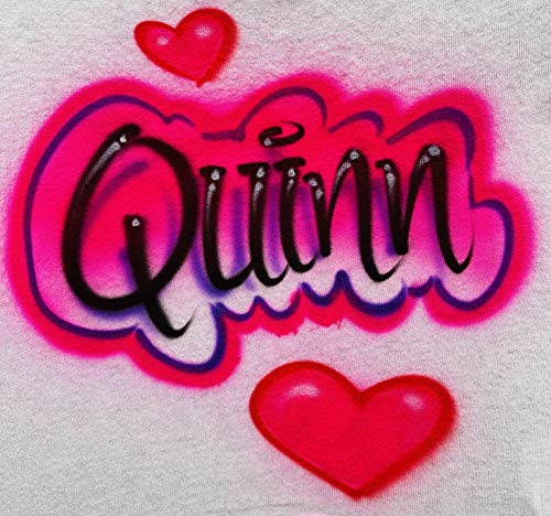 Airbrush Pink Hearts & Name Design T Shirt2