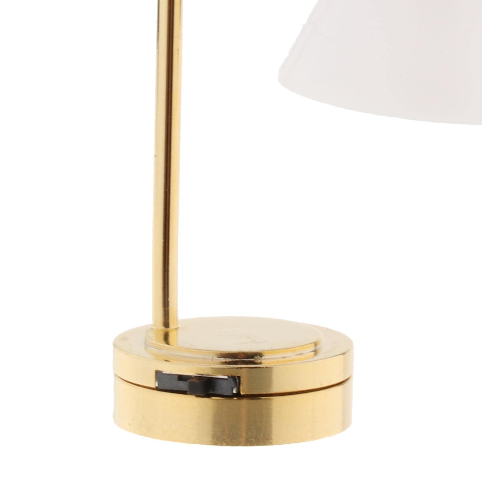 Generic Lampada Da Scrivania in Miniatura a LED per Casa Delle Bambole, Modello Da Tavolo in Metallo con Paralume Colorato E Batteria di Ricambio, Ideale per