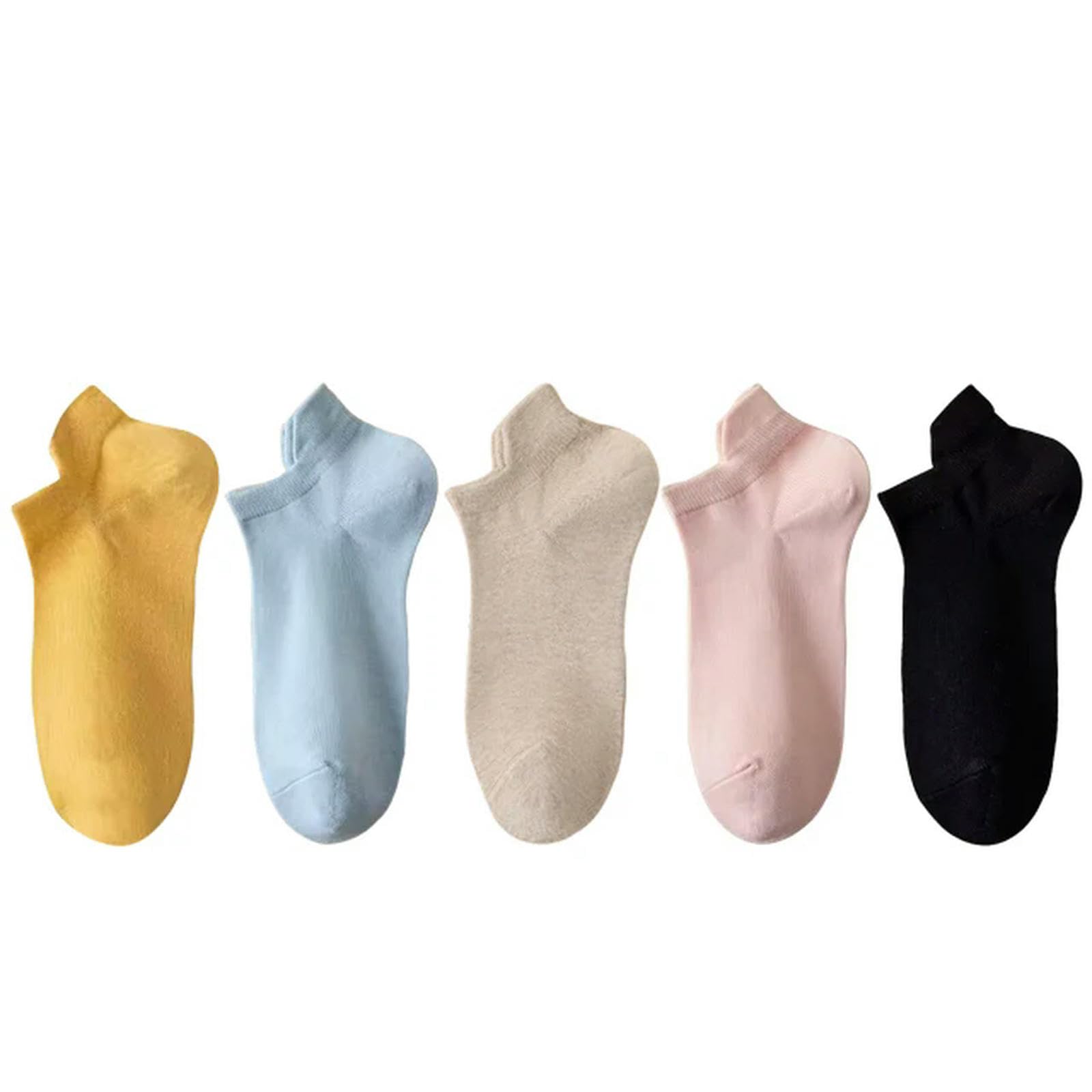 Sltec Women's 19 5 Pairs Socks Casual Breathable White Ankle Sock Summer Low Cut Cotton Thin Short No-Show Elastic Sox