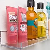 'Invisible' Bathroom Shelf Wall Mounted [2 Pack] 10 inch Clear Acrylic Shelves by Pretty Display. Extra Strong & Easy to Wall Mount