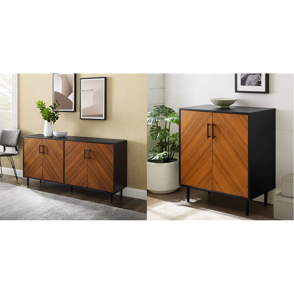 Walker Edison Fehr Modern 4 Door Bookmatch Buffet, 58 Inch, Black ...