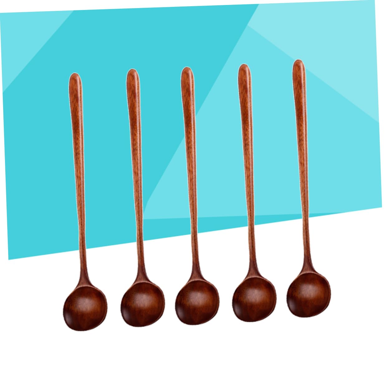 Cucharas de Madera for cocinar, 5 Piezas Cucharas de Cocina Electrodomésticos de Cocina Utensilios de Cocina Herramientas de Cocina Cucharón de Sopa Cucharas de Mango Largo Cuchara pequeña